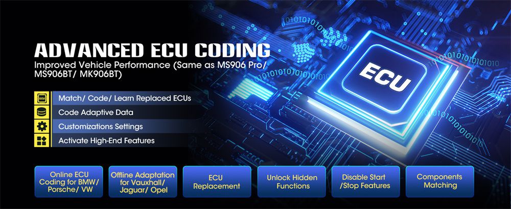 Autel MaxiPRO MP808BT Pro Kit com adaptadores OBDII 