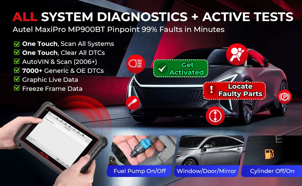 Scanner de diagnóstico do carro do KIT AUTEL MaxiPRO MP900BT