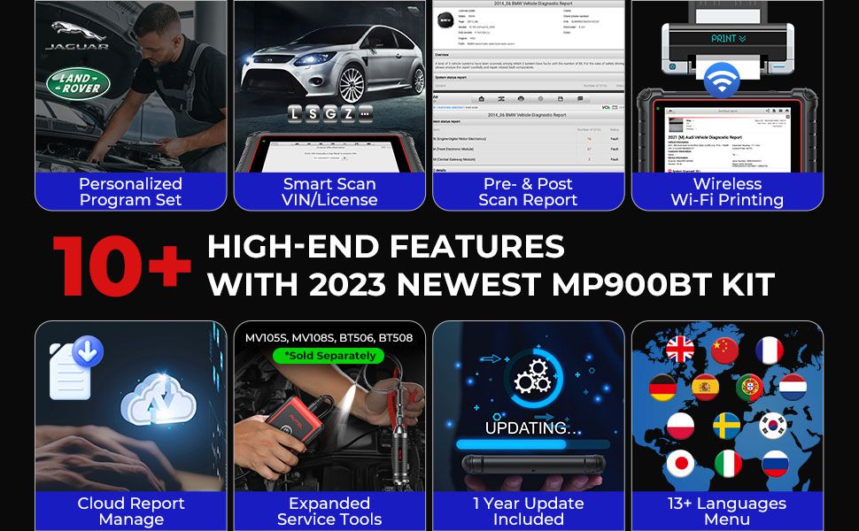 Scanner de diagnóstico do carro do KIT AUTEL MaxiPRO MP900BT
