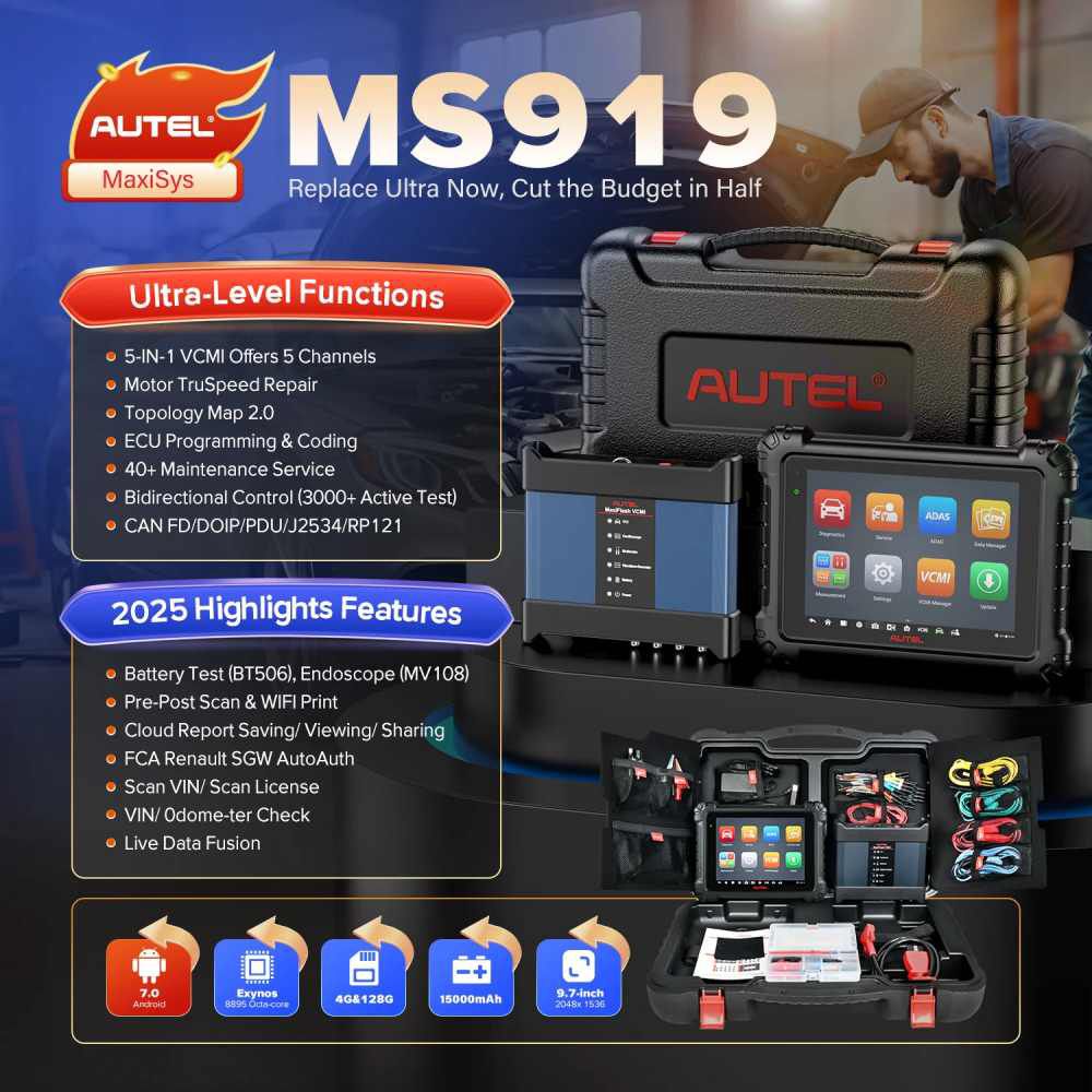 Autel Maxisys MS919 Scanner de diagnóstico 5-em-1 VCMI, programação e codificação de ECU, mapeamento do módulo de topologia