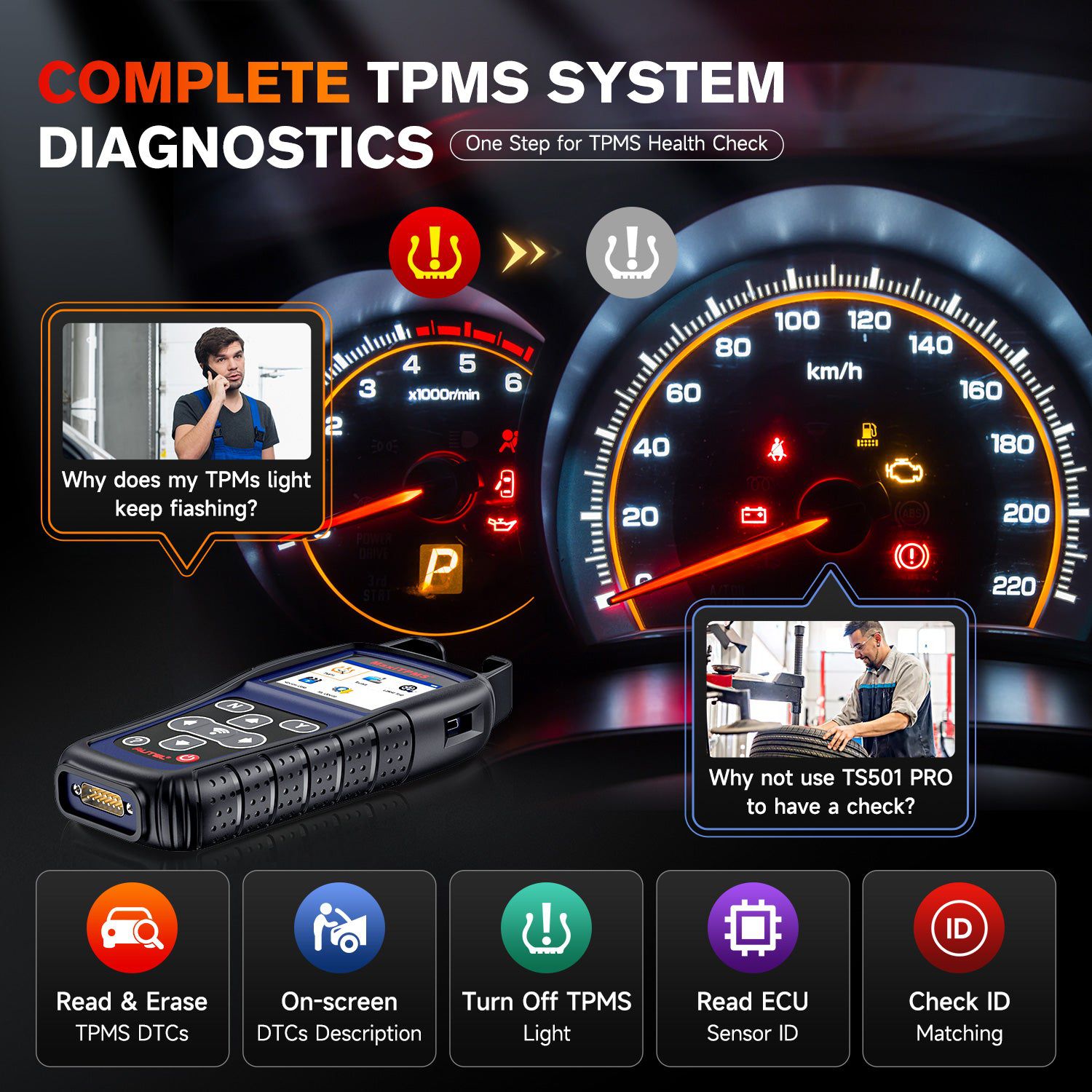 Autel MaxiTPMS TS501 Pro Ferramenta TPMS Profissional