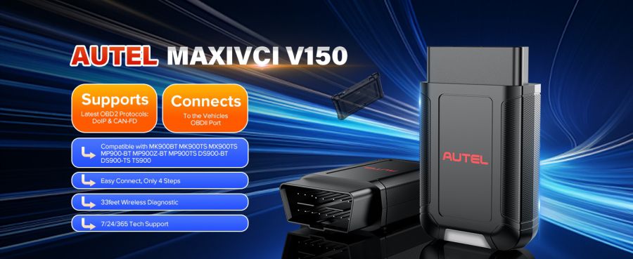 Autel MaxiVCI V150 Wireless Dongle Suporte CAN FD/DOIP Protocolo trabalho para Autel 900 Série Scanners