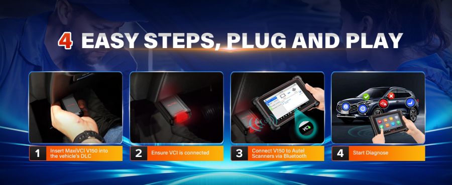 Autel MaxiVCI V150 Wireless Dongle Suporte CAN FD/DOIP Protocolo trabalho para Autel 900 Série Scanners