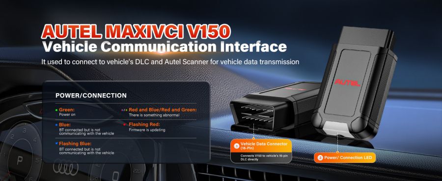 Autel MaxiVCI V150 Wireless Dongle Suporte CAN FD/DOIP Protocolo trabalho para Autel 900 Série Scanners