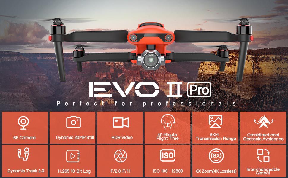 Pacote Robótico Autel EVO II Pro 6K Drone Robusto