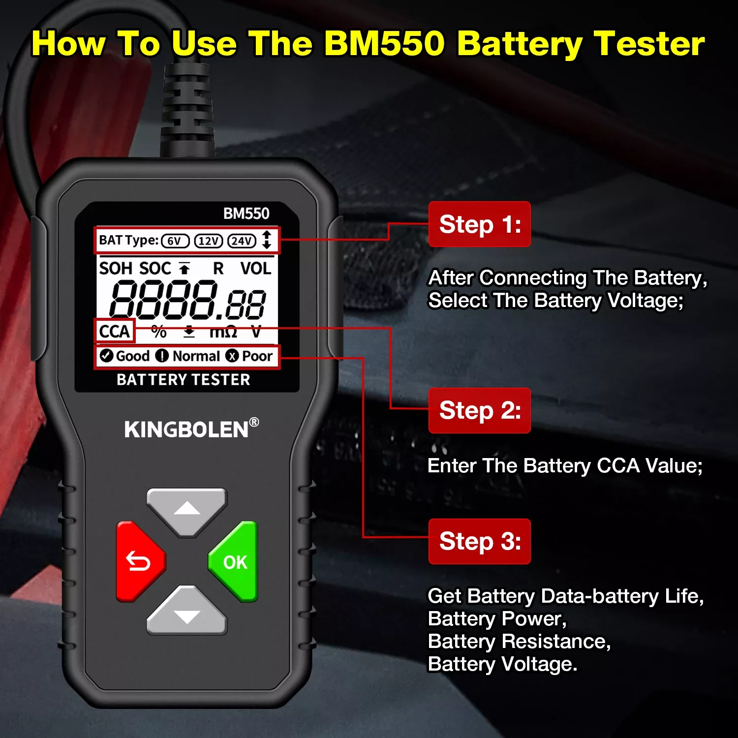 BM550 BM550 PLUS Testador de bateria do carro