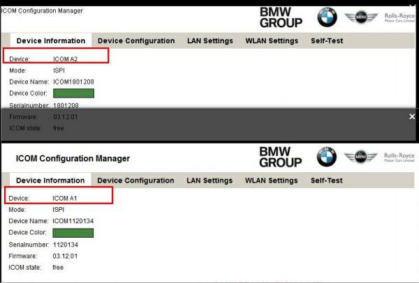 Comparação BMW ICOM A2