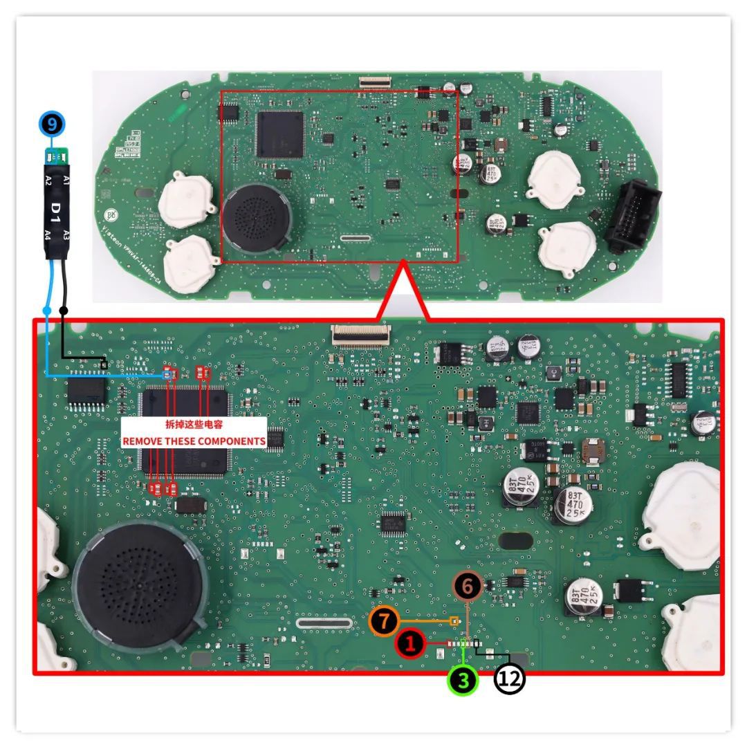 CG100X e D1 Adaptador Pinouts para VAG MQB Cluster