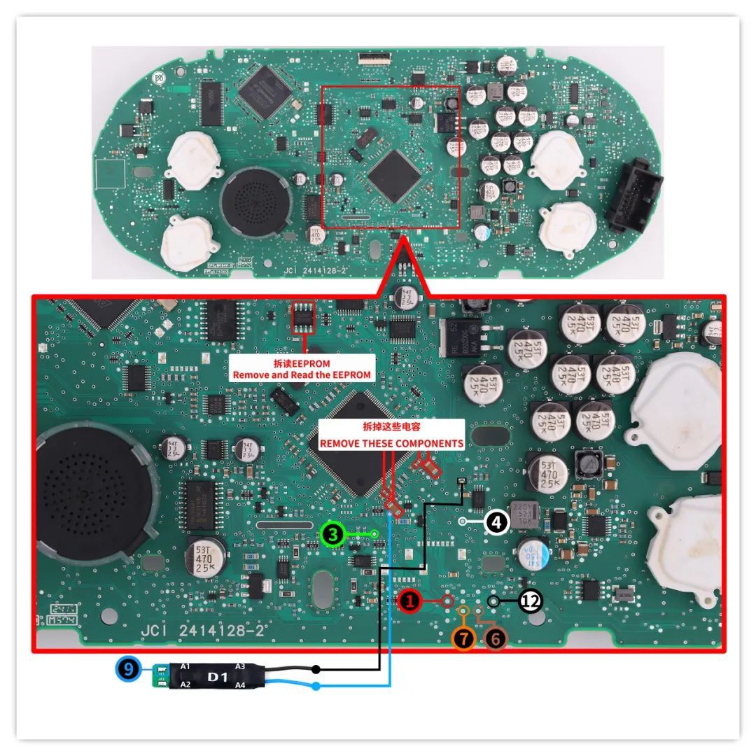 CG100X e D1 Adaptador Pinouts para VAG MQB Cluster
