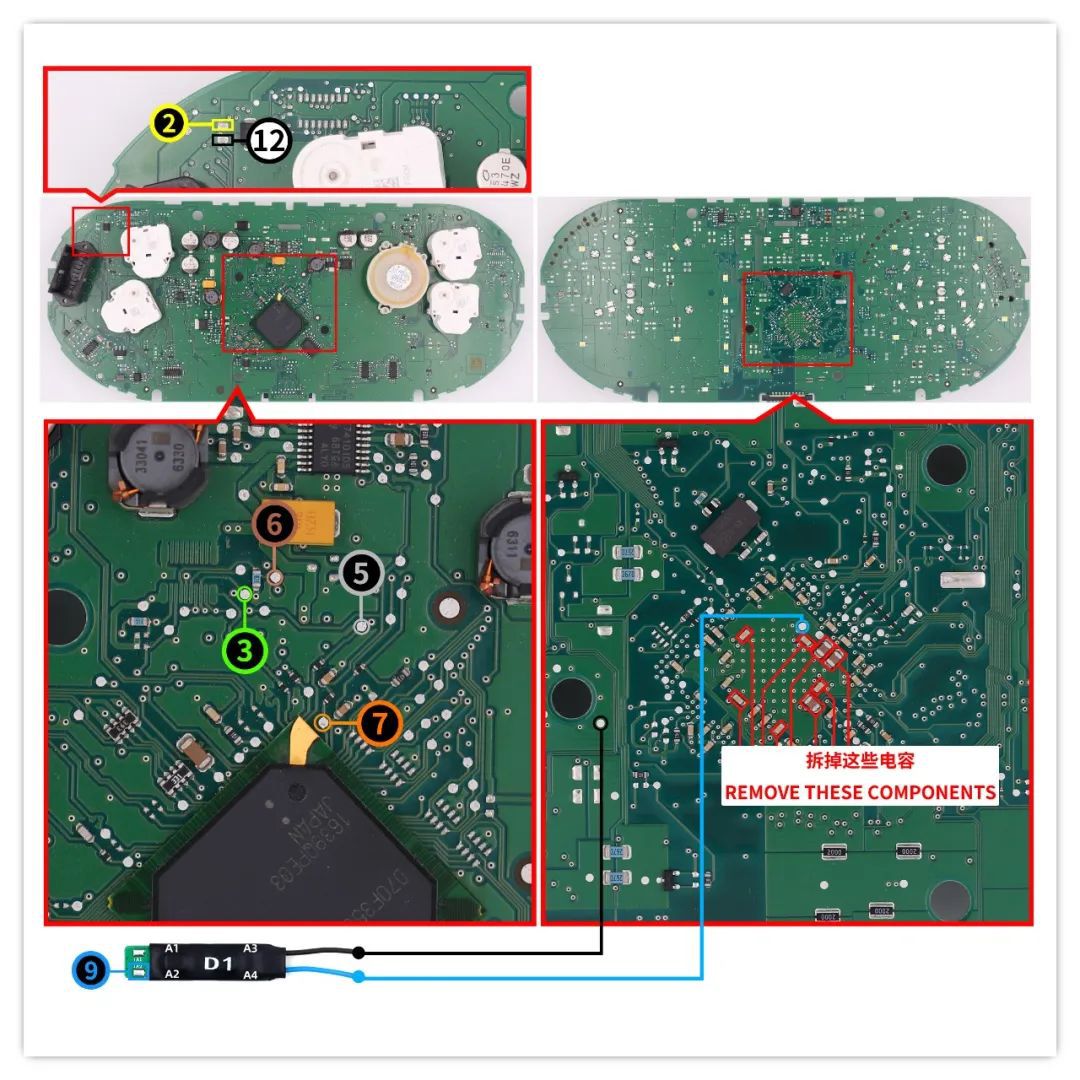 CG100X e D1 Adaptador Pinouts para VAG MQB Cluster