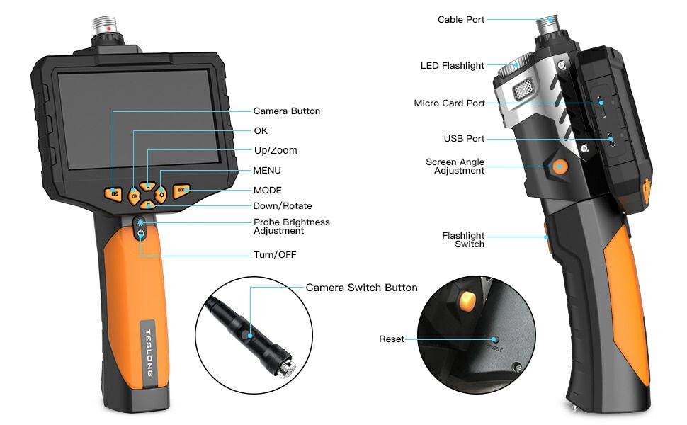 Câmera de inspeção IPS de 5 polegadas