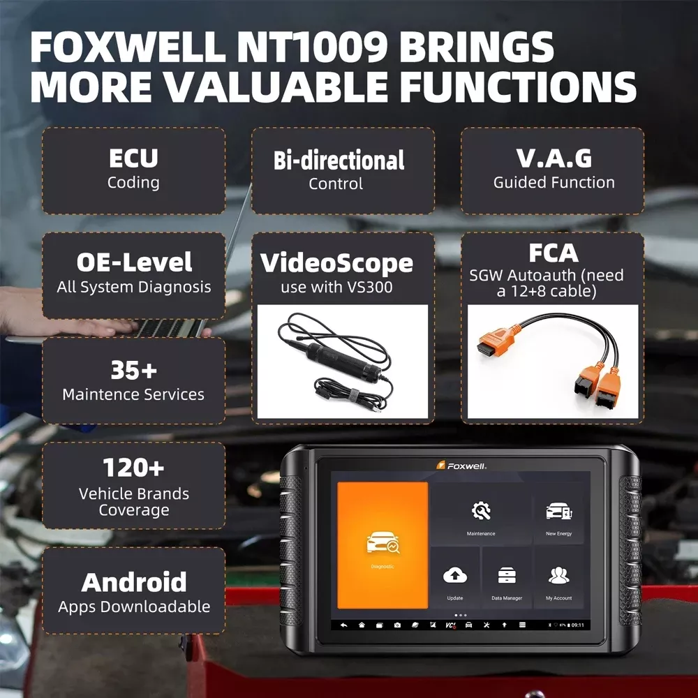 Scanner do carro Bluetooth FOXWELL NT1009 OBD2