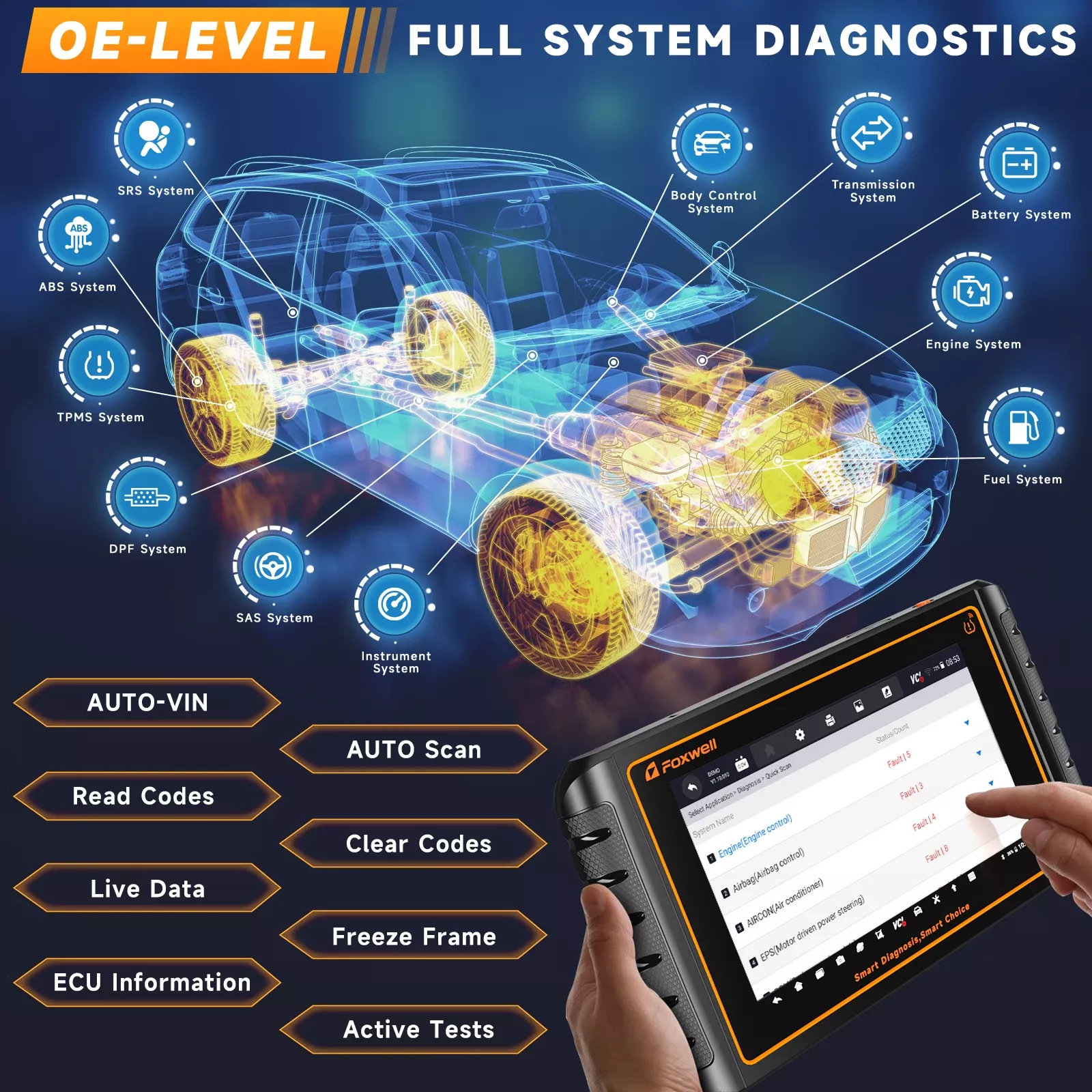 Scanner do carro Bluetooth FOXWELL NT1009 OBD2