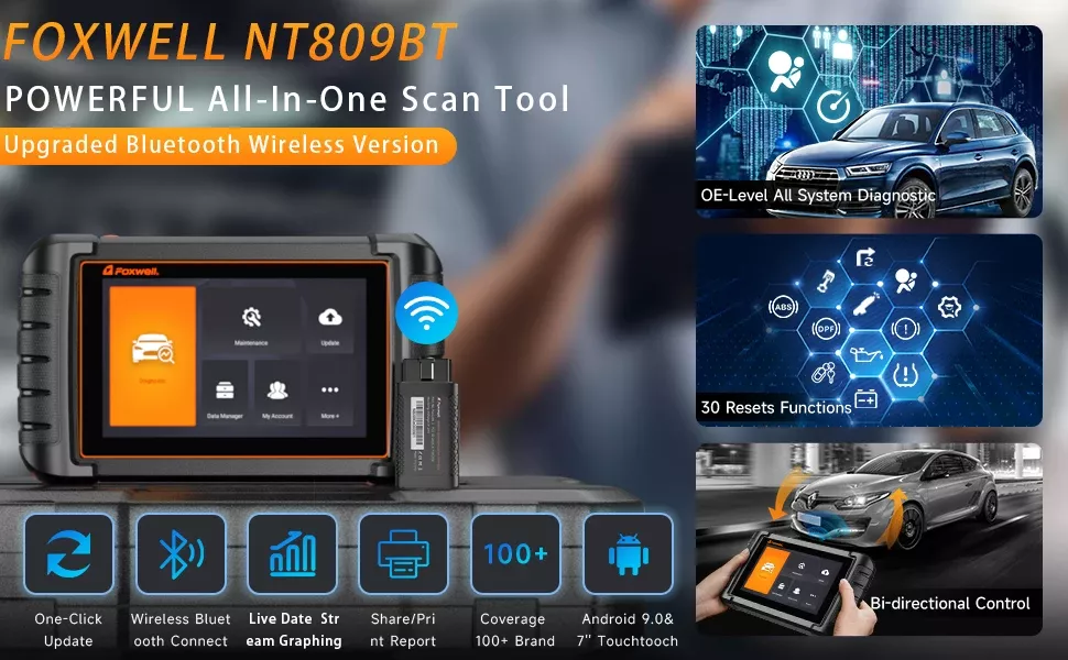 Scanner automóvel Bluetooth FOXWELL NT809BT OBD2