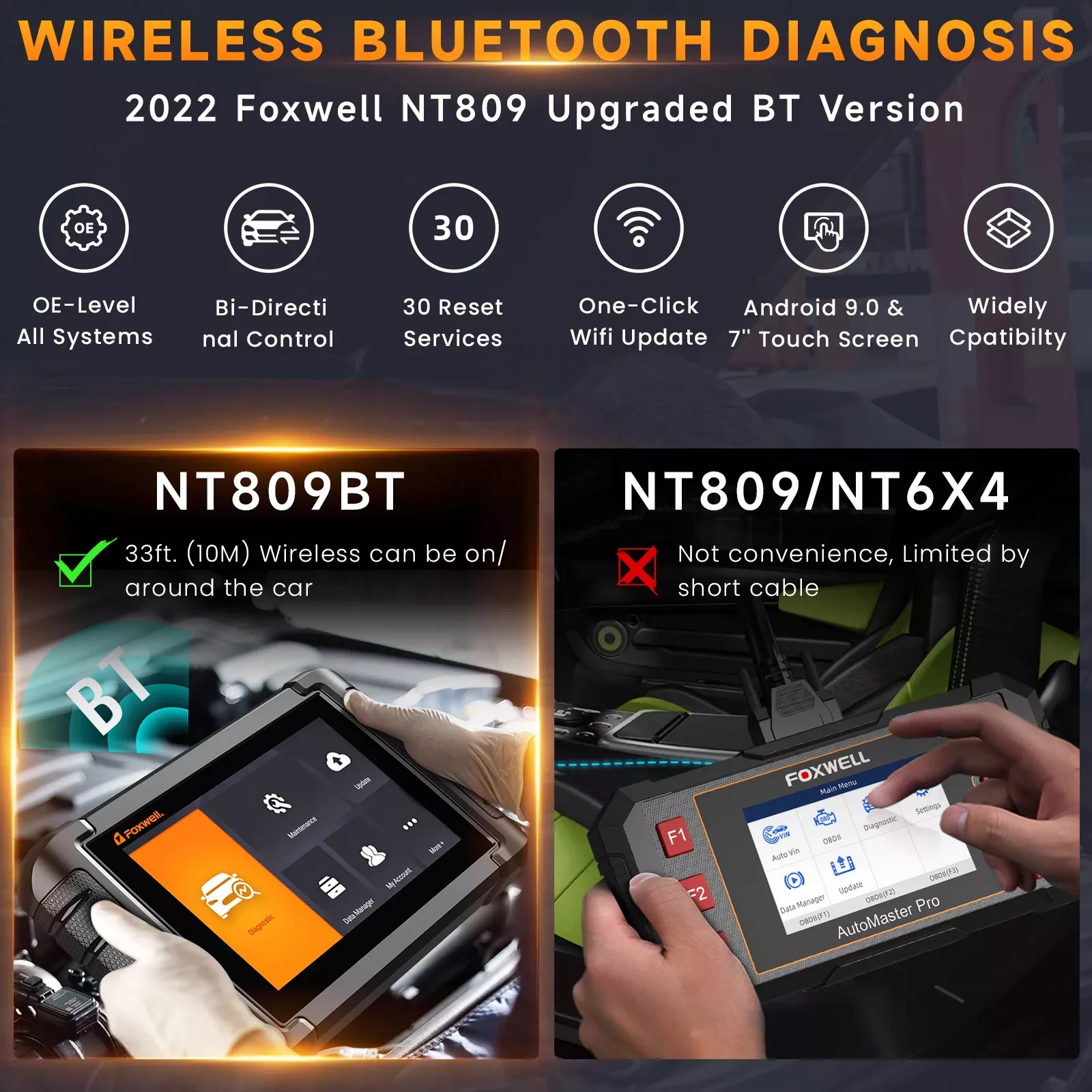 Scanner automóvel Bluetooth FOXWELL NT809BT OBD2