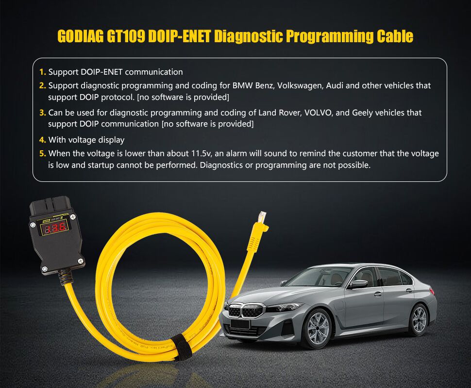 GODIAG GT109 DOIP-ENET DOIP Adaptador de codificação de programação diagnóstica para BMW Benz VW Audi