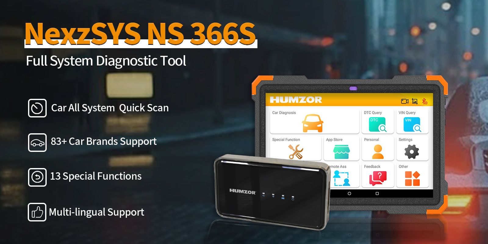 Humzor NS366S Car Diagnostic Scanner Tablet Sistema Completo para SAS CVT Gear Learning 13 Reset Automotive OBD 1/2 Ferramenta de Diagnóstico