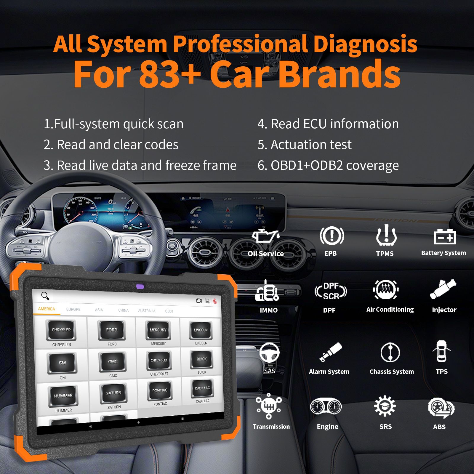 Humzor NS366S Car Diagnostic Scanner Tablet Sistema Completo para SAS CVT Gear Learning 13 Reset Automotive OBD 1/2 Ferramenta de Diagnóstico