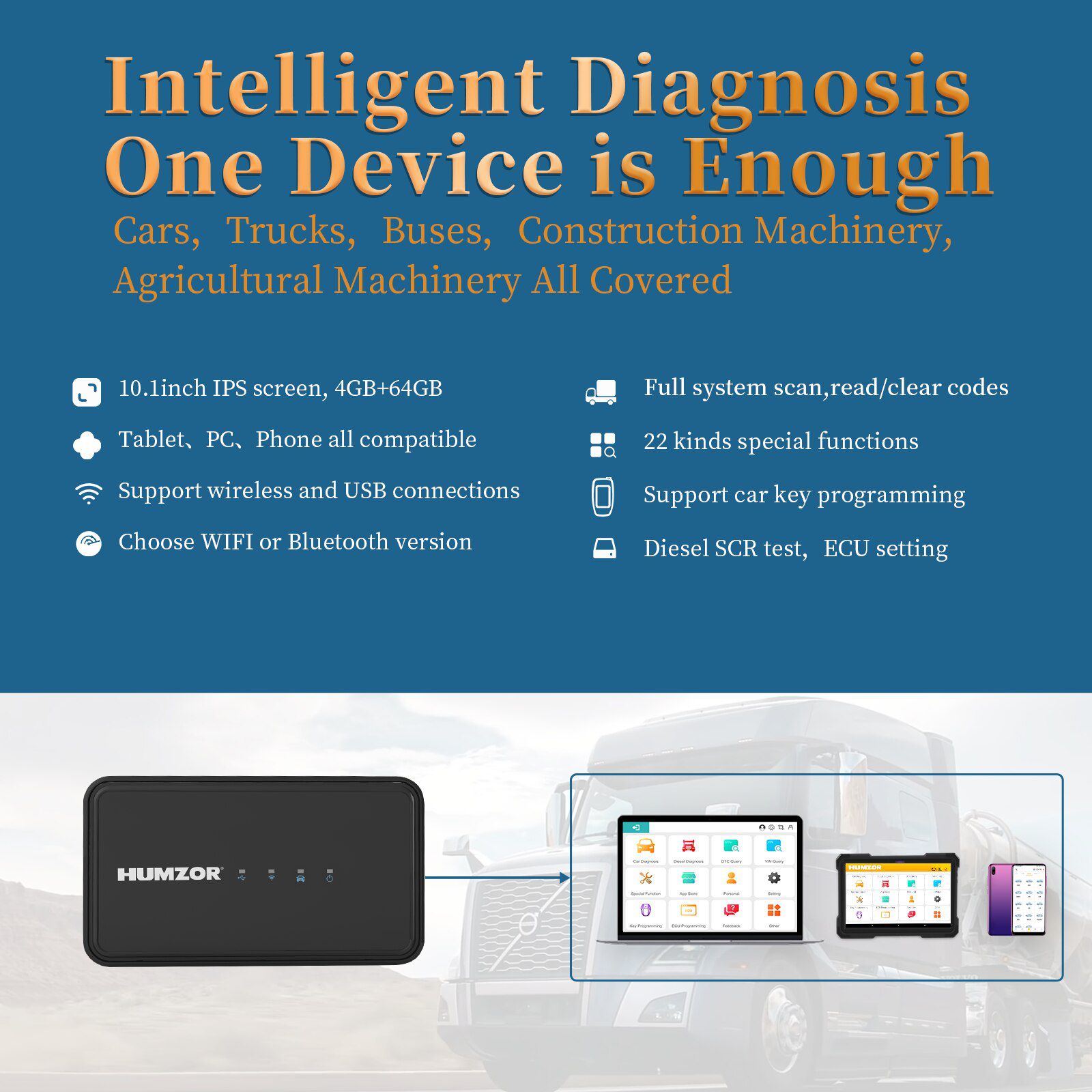 HUMZOR NS666S OBD2 Scanner Bluetooth Sistemas completos ABS Airbag DPF IMMO Oil Reset Ferramentas de diagnóstico do carro