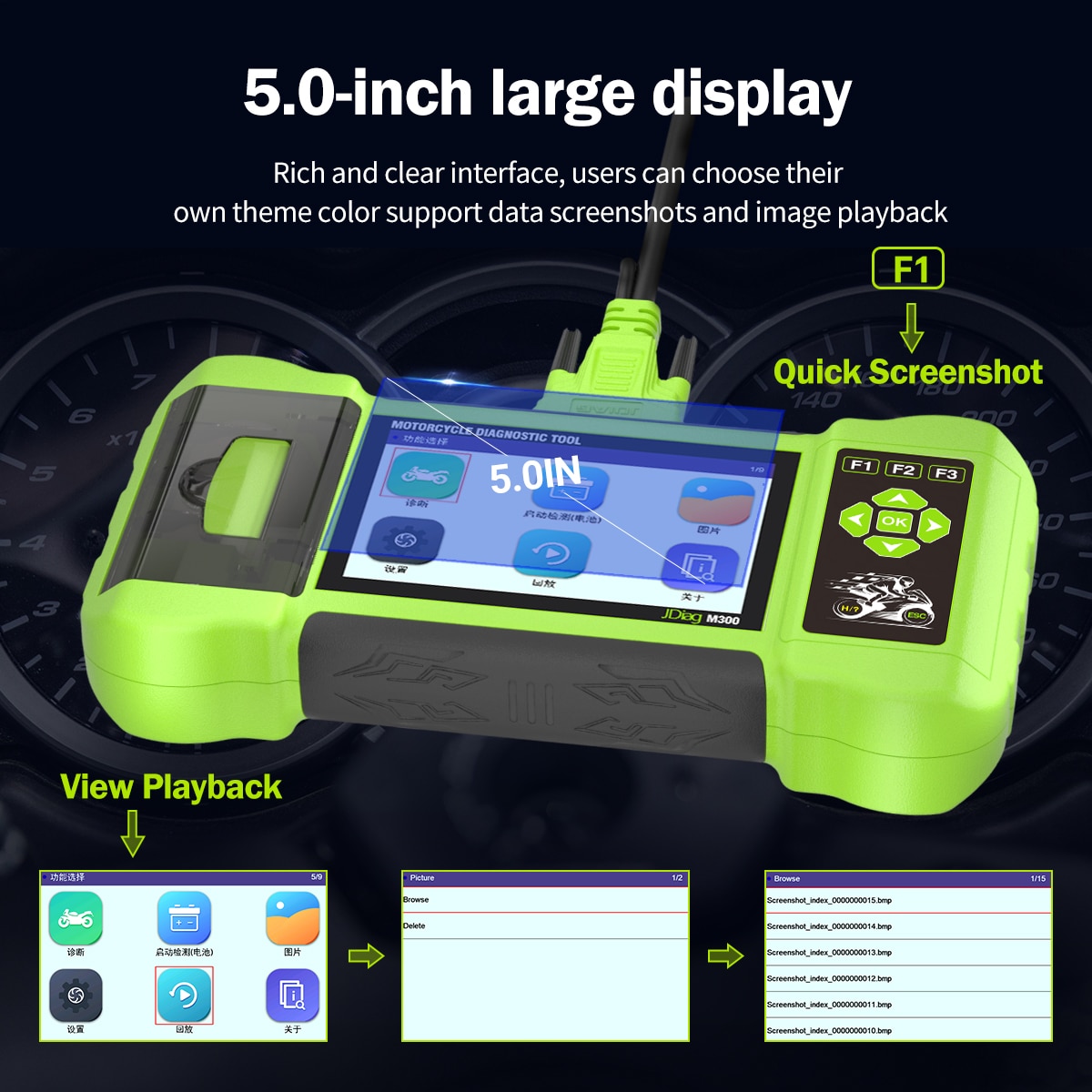 Scanner OBD2 diagnóstico da motocicleta JDiag M300