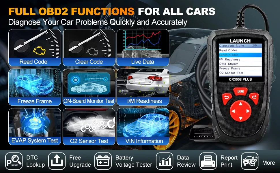 Lançamento CR3008 mais scanner OBD2