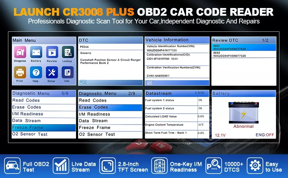 Lançamento CR3008 mais scanner OBD2
