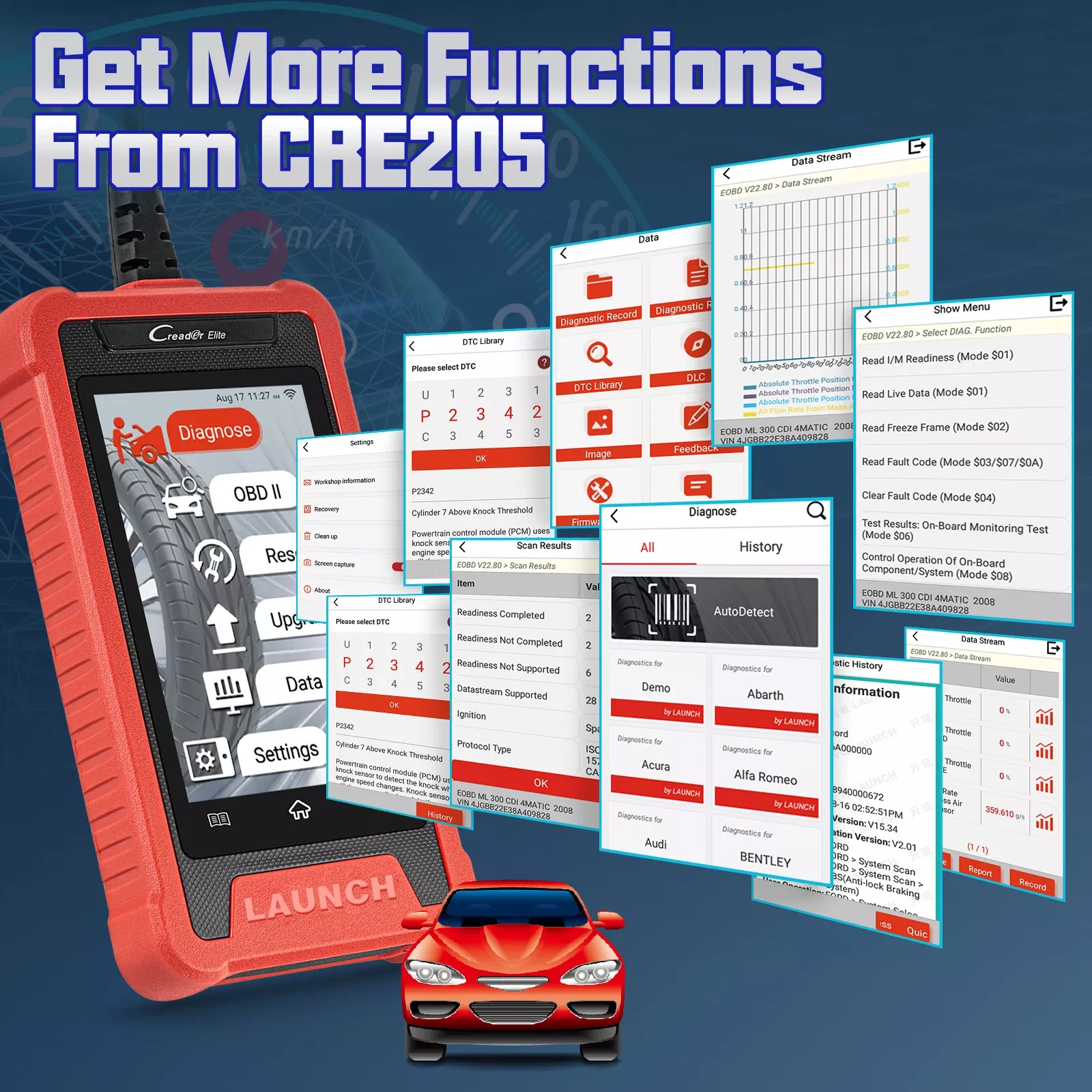 Lançamento X431 Creader Elite CRE205 OBD2 Scanner