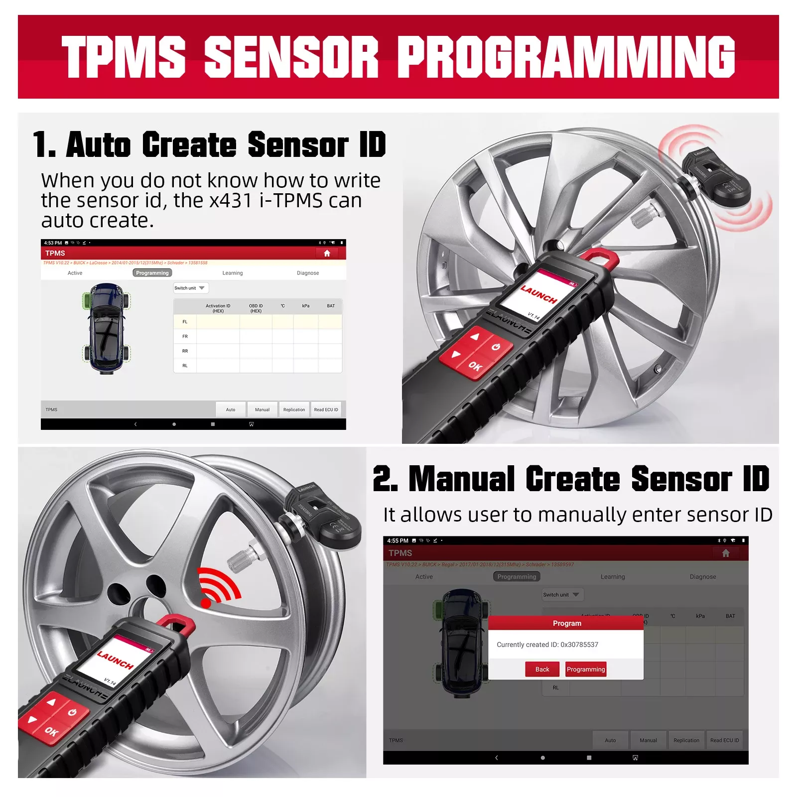 2025 lançamento X431 I-TPMS diagnóstico de pressão dos pneus do carro também