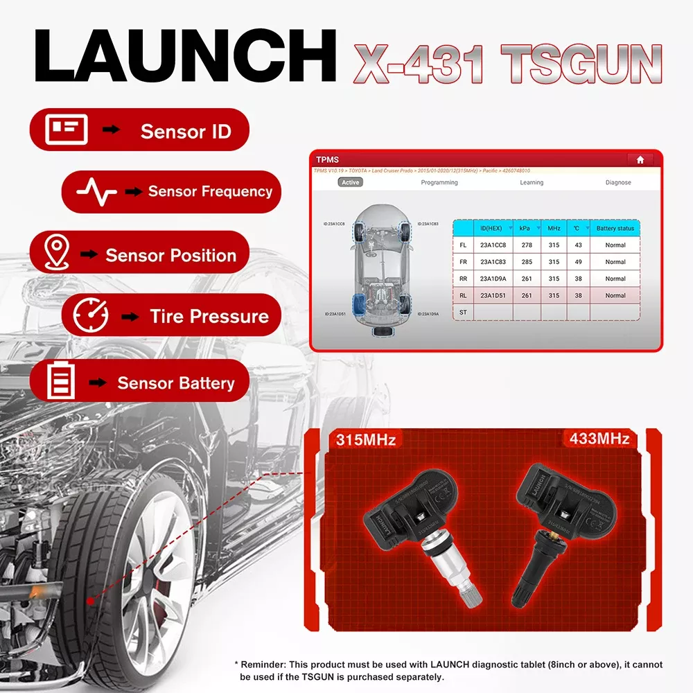 2025 lançamento X431 I-TPMS diagnóstico de pressão dos pneus do carro também