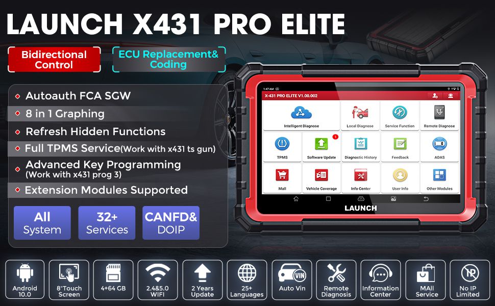Lançar X431 PRO ELITE Auto Sistema Completo Ferramentas de diagnóstico do carro 