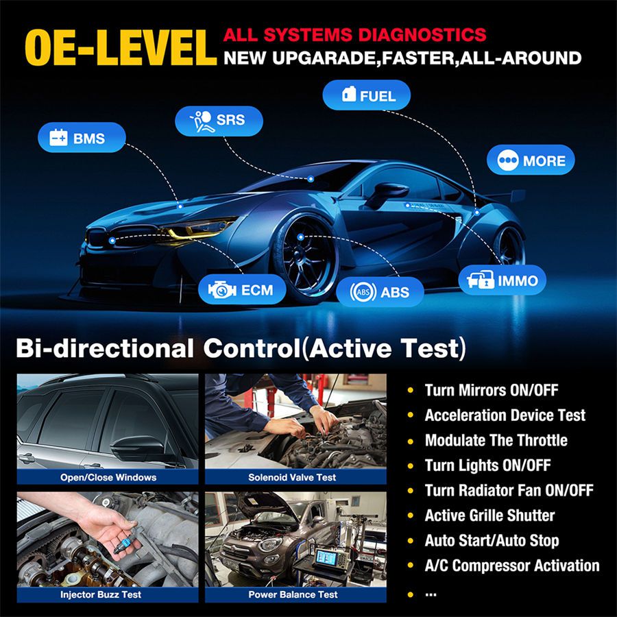 LAUNCH X431 PRO TT Ferramenta de digitalização bidirecional com conector DBSCar VII 37 + Redefinir ECU Codificação online CANFD Key IMMO