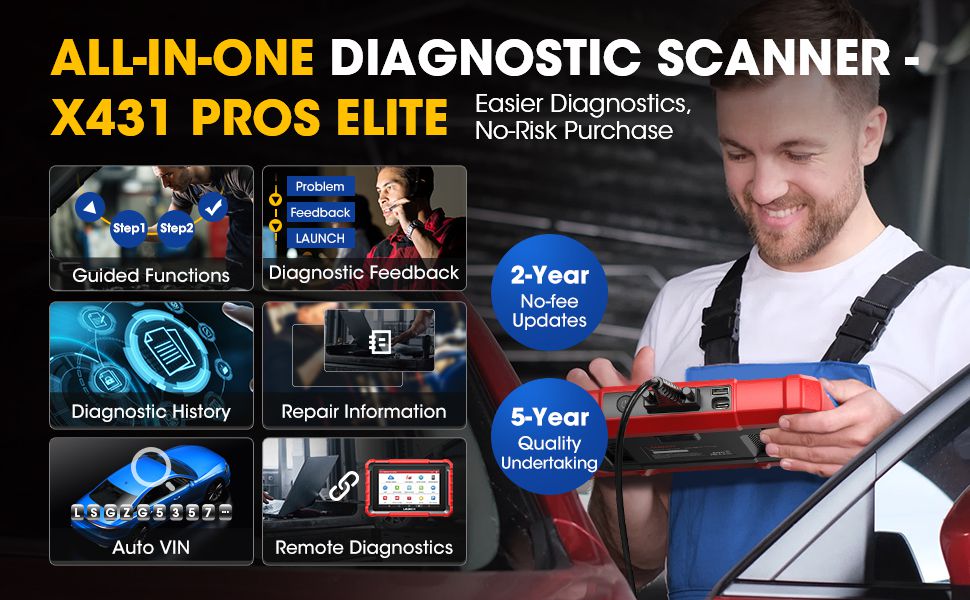  Lançamento X431 PROS ELITE Ferramenta de varredura bidirecional com CANFD ECU Codificação Sistema completo 32 + Guia VAG de função especial