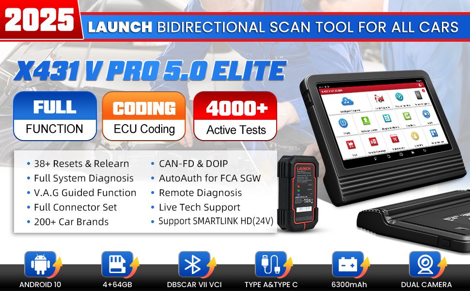 Lançar X431 V 5.0 (X431 Pro) 8inch Wifi/Bluetooth bidirecional scanner de diagnóstico completo do sistema