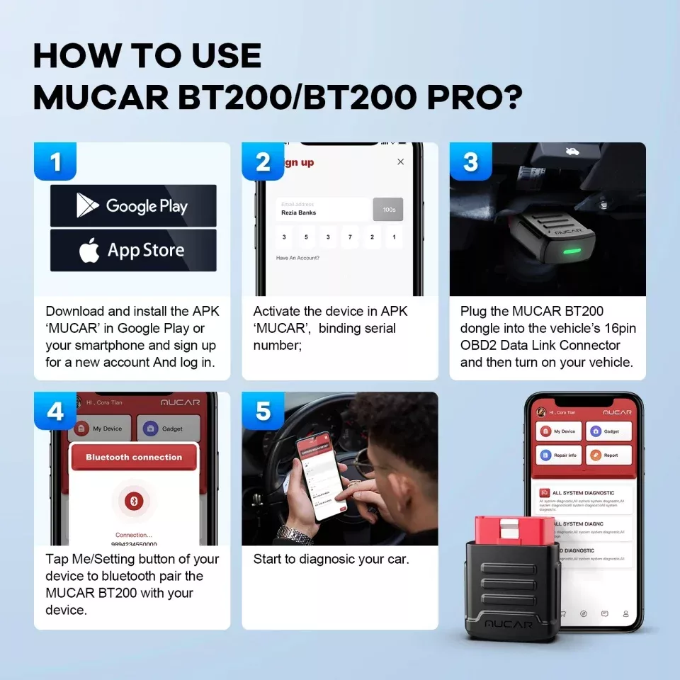 MUCAR BT200 PRO Scanner OBD2