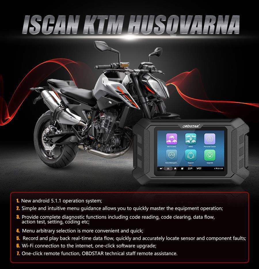 OBDSTAR iScan KTM/HUSQVARNA Inteligente Ferramenta de Diagnóstico Da Motocicleta Tablet Portátil