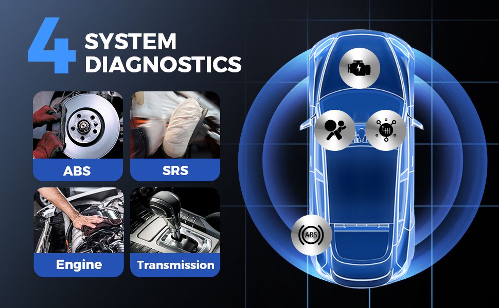 TOPDON Artidiag 600S AD600S com 4 ferramentas de diagnóstico do sistema e 8 serviços de redefinição