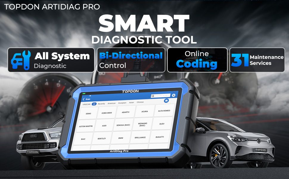 TOPDON ArtiDiag Pro Ferramenta de varredura bidirecional de diagnóstico com codificação de ECU, 31 funções de redefinição, FCA Autoauth, 2 anos de atualização gratuita
