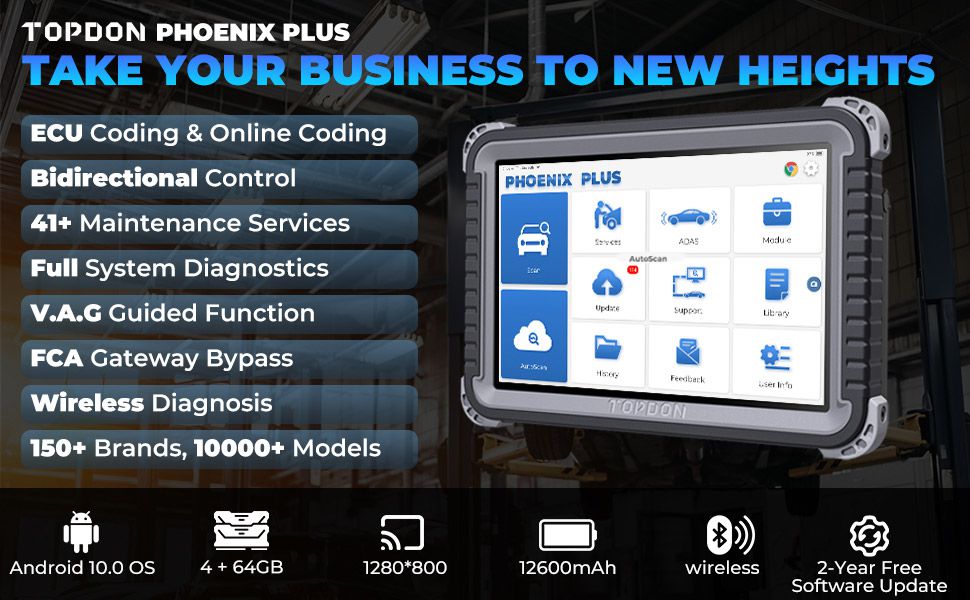 Ferramenta de diagnóstico integrada TOPDON Phoenix Plus