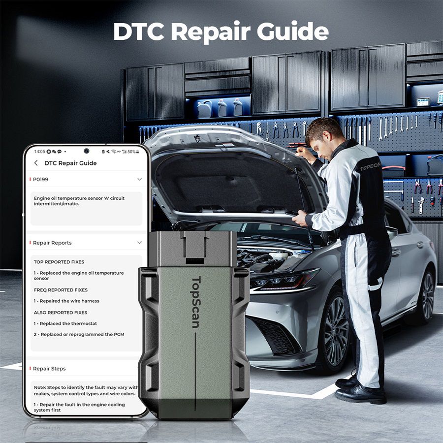 TOPDON TopScan Pro Diagnóstico completo do sistema com 13 funções de redefinição Suporte multilíngue