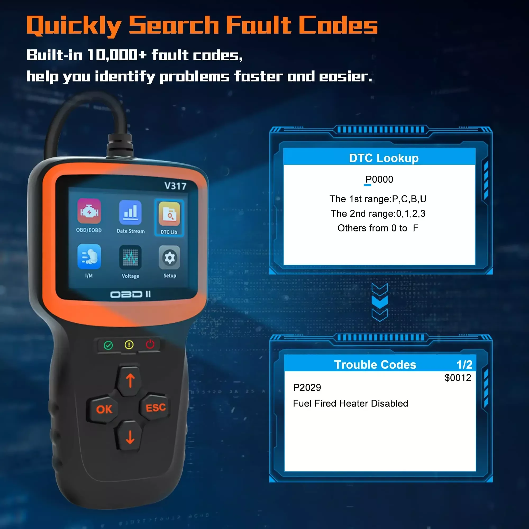 Scanner diagnóstico do carro V317 OBD2