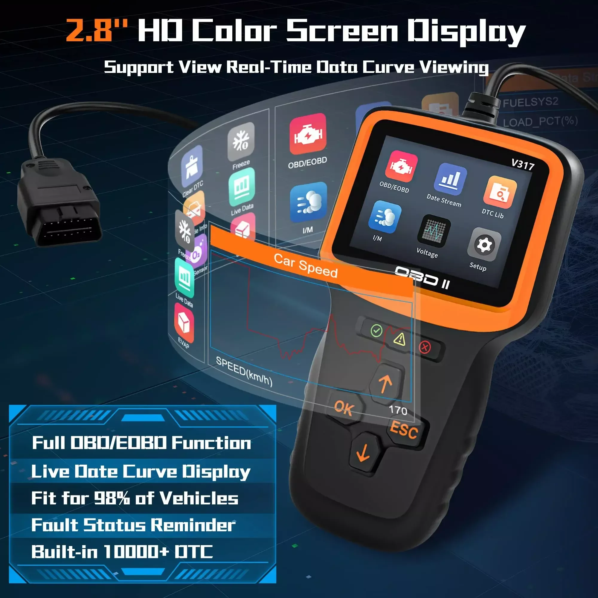 Scanner diagnóstico do carro V317 OBD2