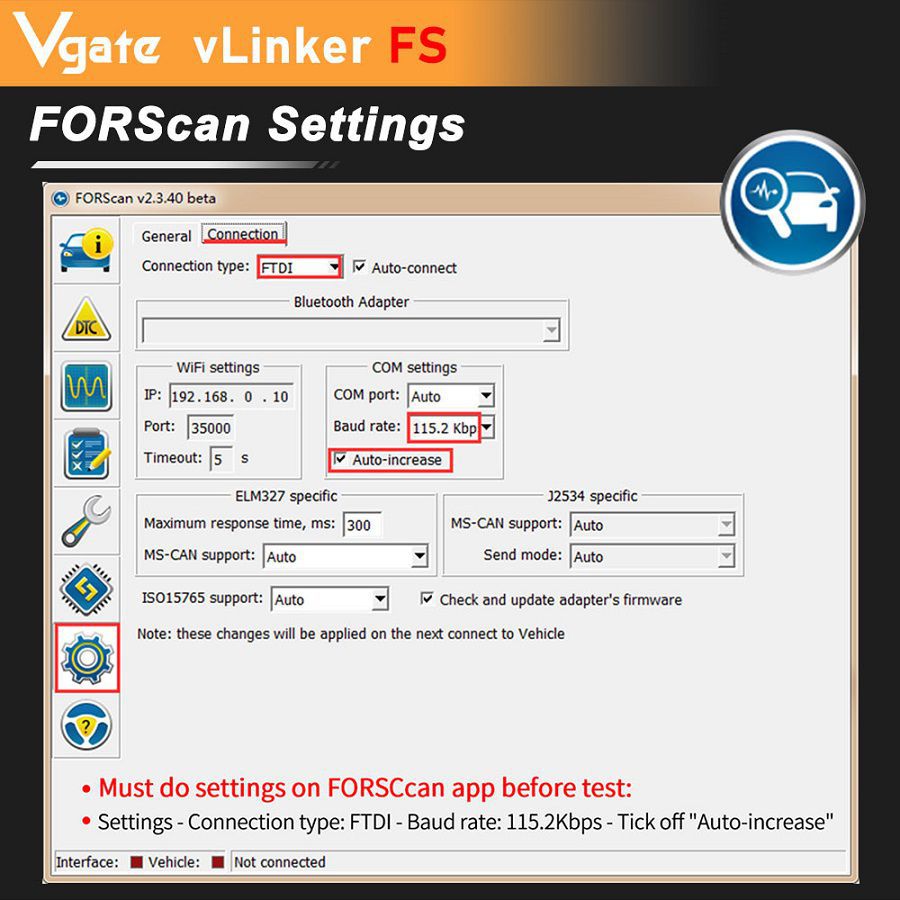 Vgate vLinker FS ELM327 Para Ford FORScan