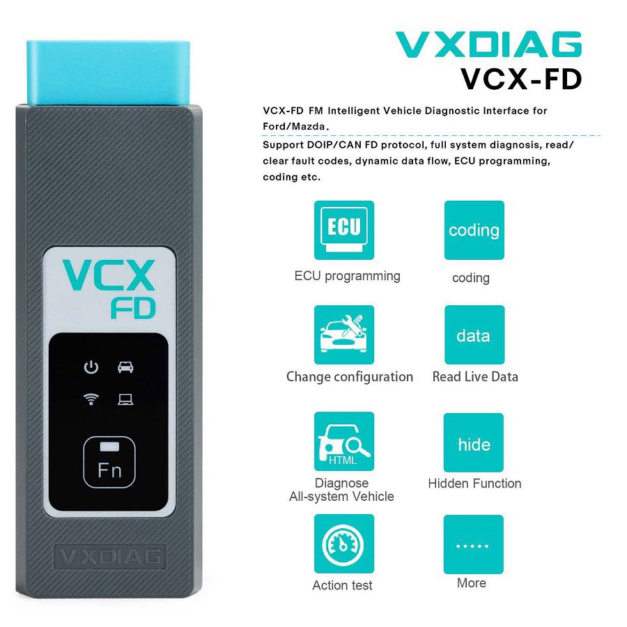 VXDIAG VCX-FD para a interface de diagnóstico do veículo inteligente FM para a ferramenta de diagnóstico de Ford/Mazda