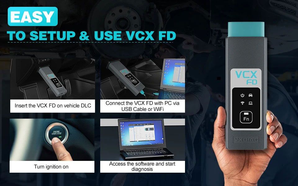 VXDIAG VCX-FD para a interface de diagnóstico do veículo inteligente FM para a ferramenta de diagnóstico de Ford/Mazda