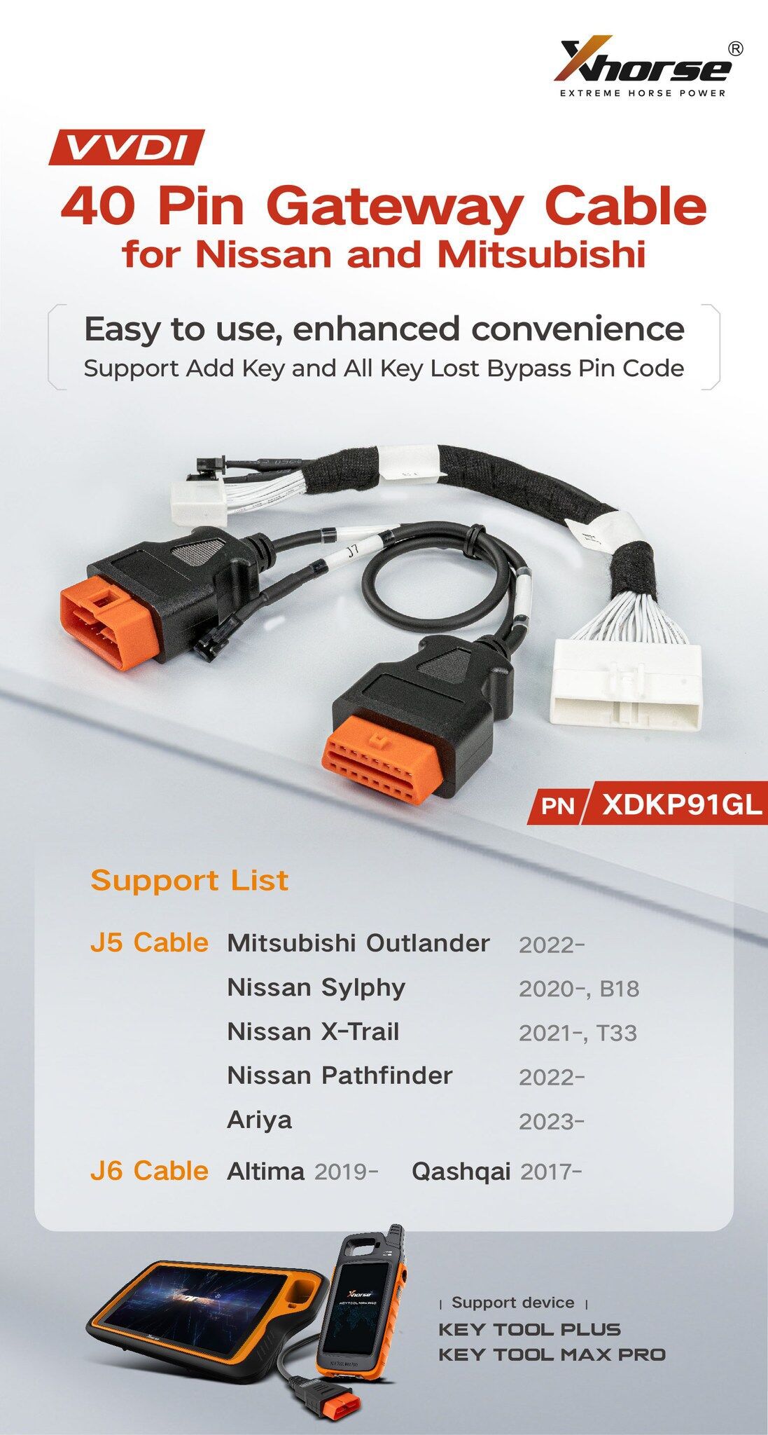 Xhorse VVDI XDKP91GL 40 Pin Cabo de Gateway para Nissan Mitsubishi