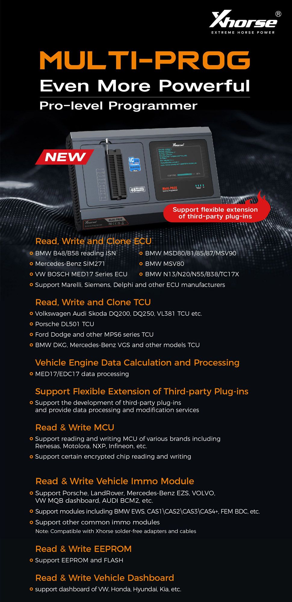 Programador Multi-Prog Xhorse Programador ECU TCU de nível profissional