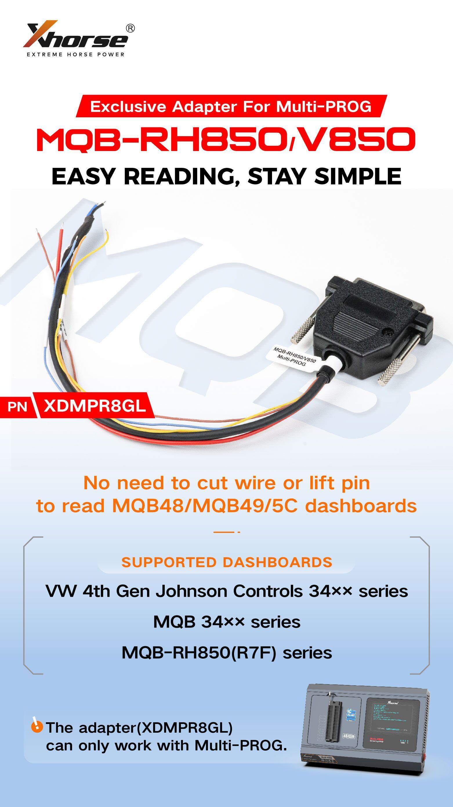 Adaptador Xhorse XDMPR8GL MQB-RH850/V850 para programador de nível profissional Xhorse MULTI-PROG