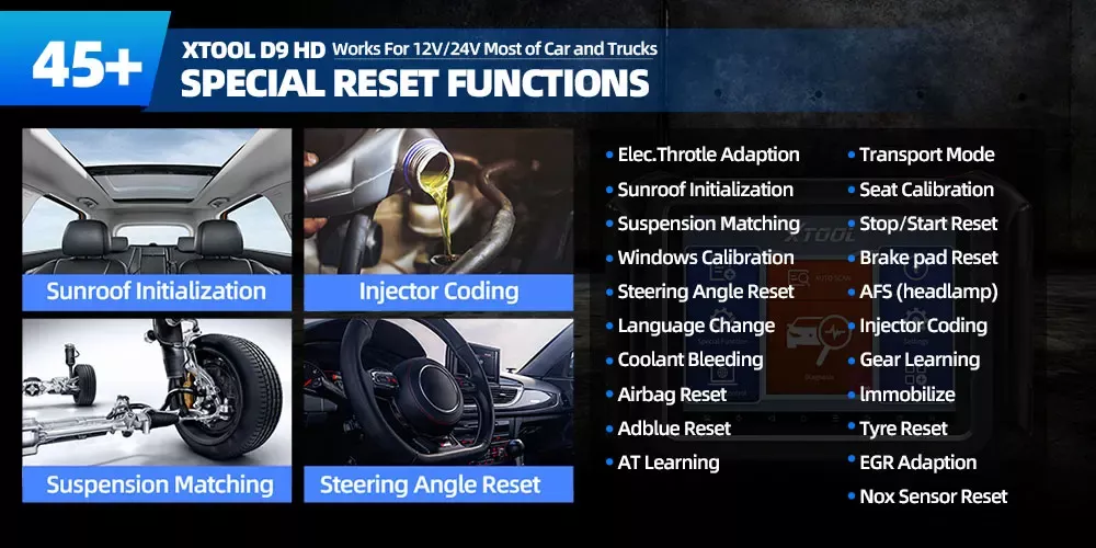 XTOOL D9HD 12V carro e caminhão 24V funções completas Diagnost