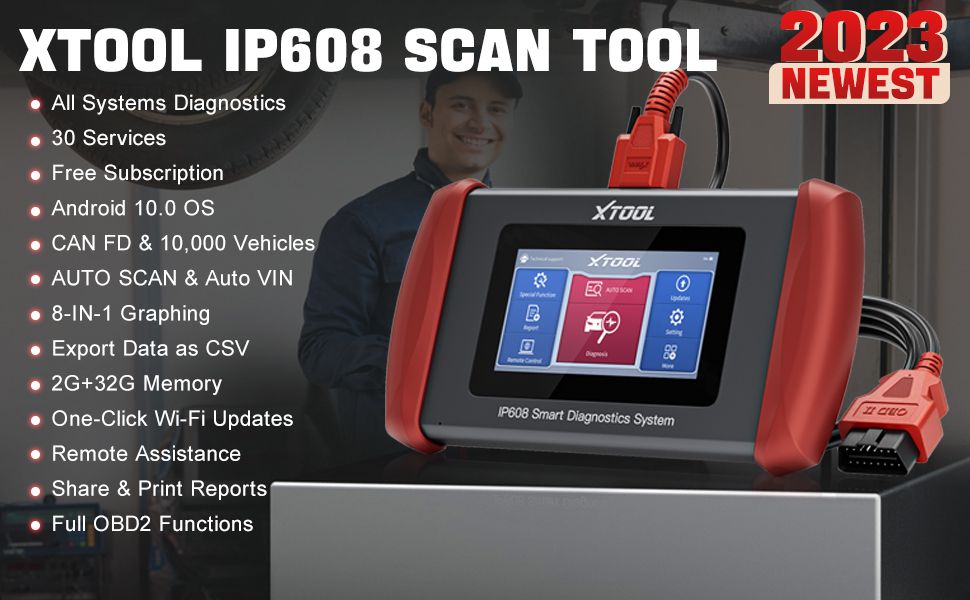 XTOOL Inplus IP608 OBD2 Scanner suporte completo da ferramenta de diagnóstico do sistema CAN FD