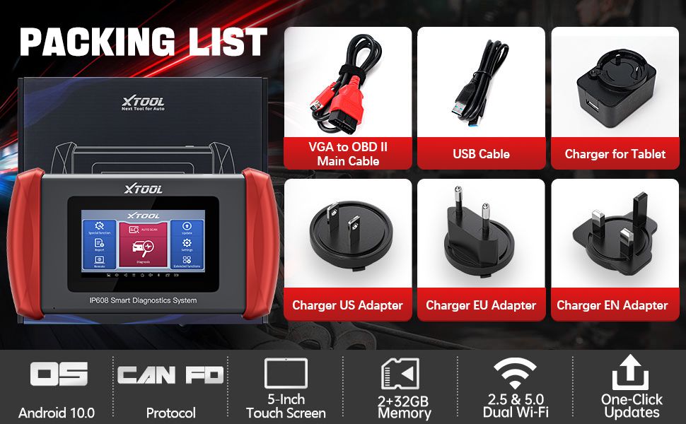 XTOOL Inplus IP608 OBD2 Scanner suporte completo da ferramenta de diagnóstico do sistema CAN FD